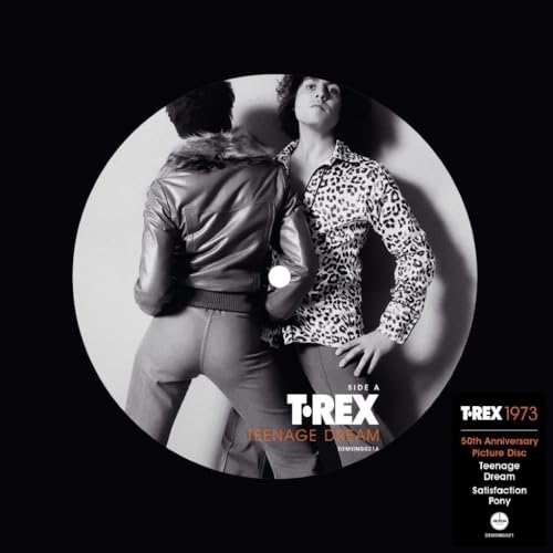 7-inch vinyl record with T. Rex band image, celebrating 50th anniversary.