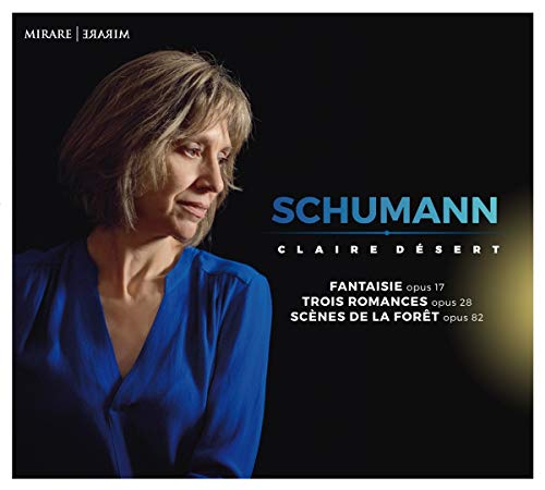 CD cover featuring Claire Désert, a pianist, and composer Schumann’s name.
