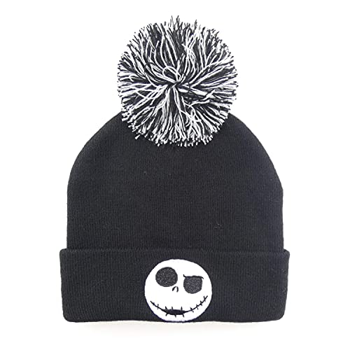 Nightmare Before Christmas - Jack Face (Unisex Black Beanie Pom) One Size