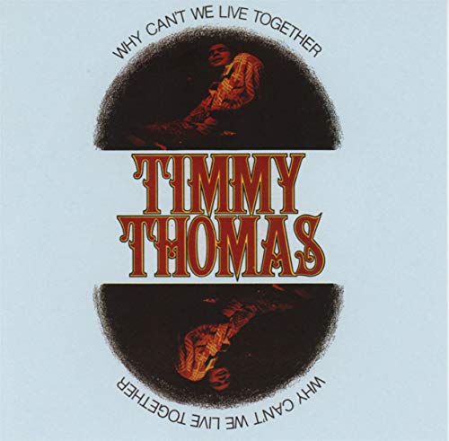 Album cover featuring Timmy Thomas with mirrored images and text on light blue background.