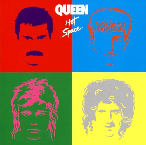 Queen “Hot Space” album cover: four portraits in bold colors.