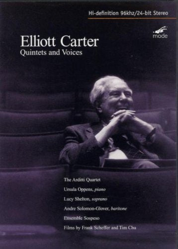DVD cover featuring composer Elliott Carter’s portrait and performer names.