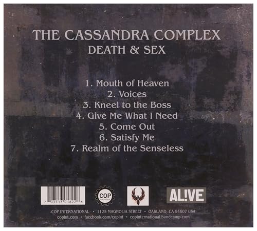 CD back cover for "Cassandra Complex - Death & Sex" with tracklist.