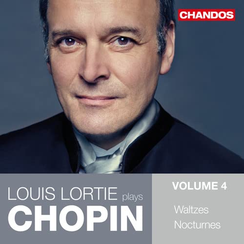 CD cover featuring pianist Louis Lortie, text “Chopin” and “Volume 4”.