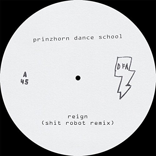 White vinyl record label with text, a doodle, and center hole.