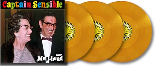 Captain Sensible āMeatheadā orange vinyl record with portrait image.
