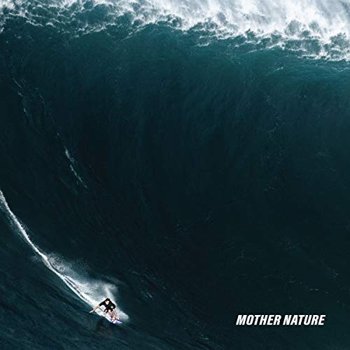 Large wave crashing over a surfer, album cover for "Mother Nature".