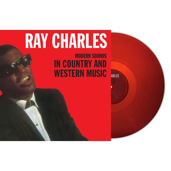 Ray Charles album cover and red vinyl record side-by-side.