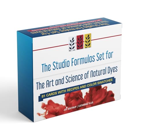 Boxed card set for natural dyes with red flower imagery.