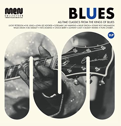 “Blues Men” vinyl album cover featuring a guitarist and list of artists.