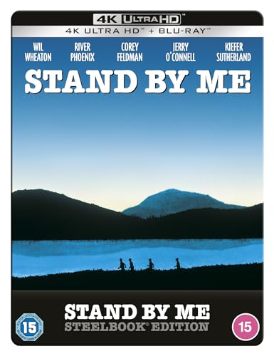 “Stand By Me” 4K UHD Blu-ray Steelbook cover with boys walking by water.