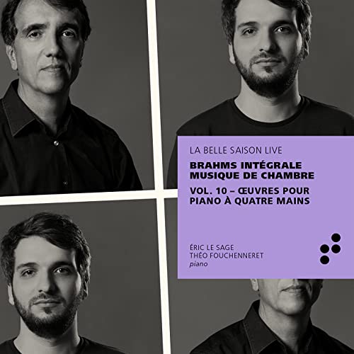 CD cover featuring portraits of two pianists, Eric Le Sage and Théo Fouchenneret.