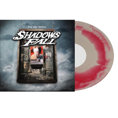 Shadows Fall album cover and red/grey swirl vinyl record shown.