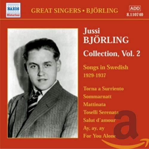 CD cover featuring a black and white portrait of Jussi Björling on red background.