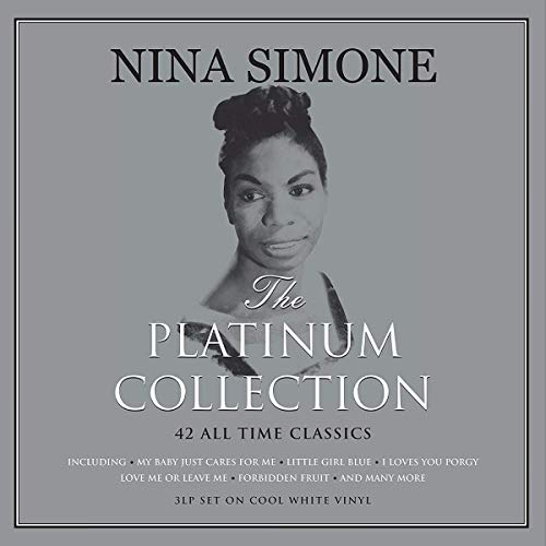 Nina Simone’s “Platinum Collection” vinyl album cover with her portrait.