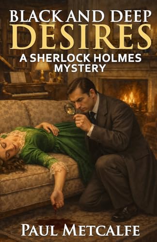 Book cover: Sherlock Holmes investigates a scene with a woman lying down.