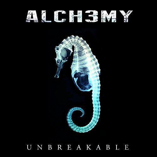 CD cover: skeletal seahorse against a black background, text "ALCHEMY" and "UNBREAKABLE".