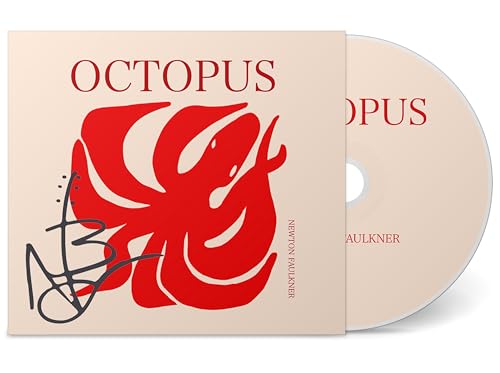 Newton Faulkner’s “Octopus” CD cover with a red octopus illustration.