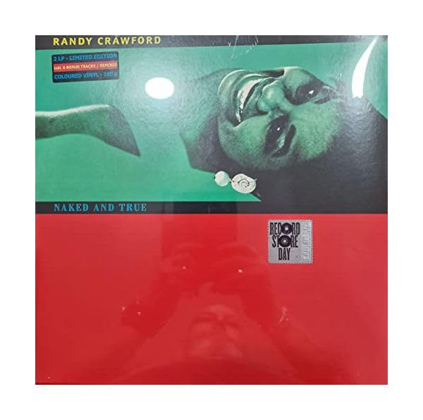 Randy Crawford's "Naked and True" vinyl record album cover, red background.