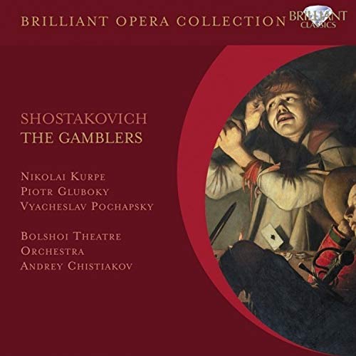 CD cover for Shostakovich’s “The Gamblers” opera, featuring a painting.