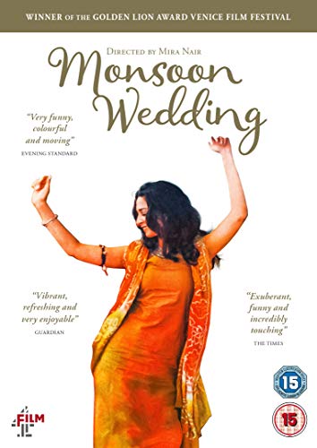 DVD cover for "Monsoon Wedding" featuring a woman dancing in orange clothing.