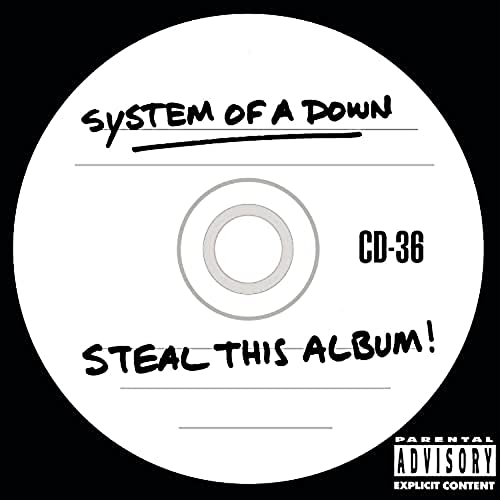 System of a Down CD, white with black text and parental advisory label.