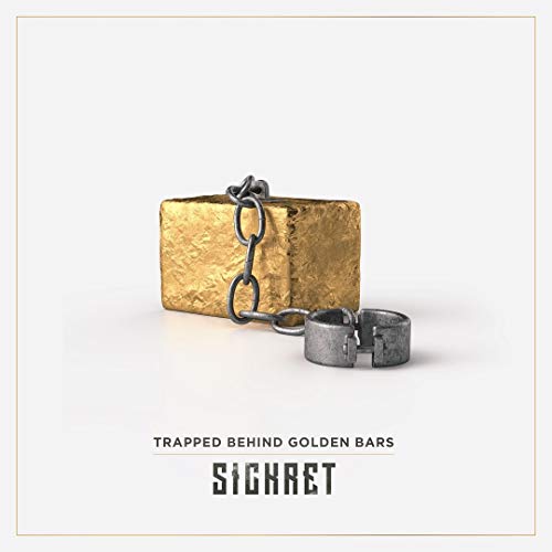 Golden cube chained and padlocked, album cover for Sickret.