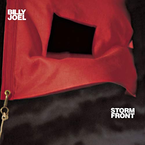 Red fabric with a dark opening, album cover for "Stormfront" by Billy Joel.