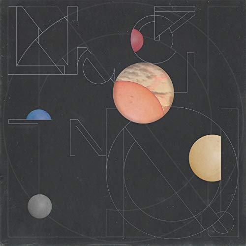 Album cover with abstract geometric shapes and celestial bodies.