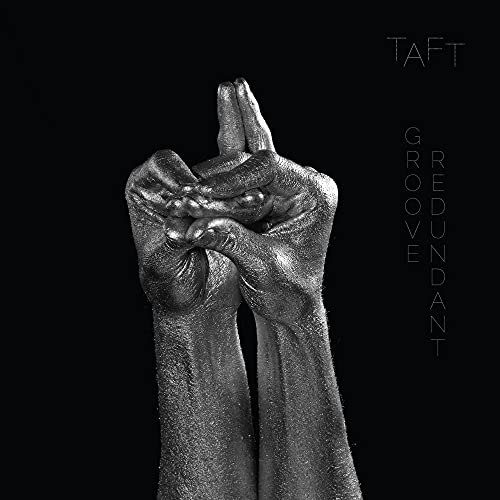 Silver hands forming a gesture on a black background, album cover.