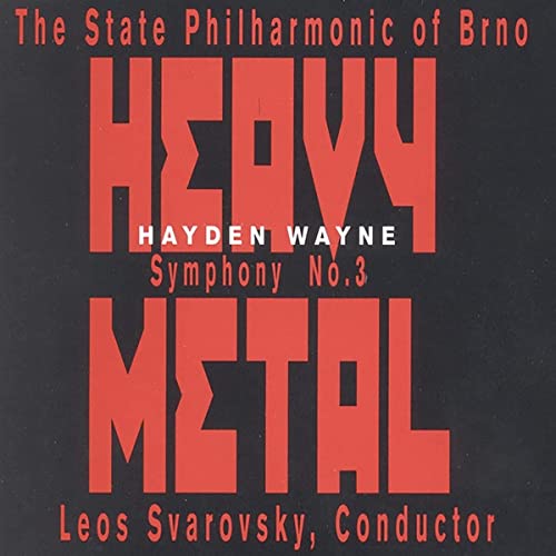 Red "Heavy Metal" text over black background, CD cover for Hayden Wayne's Symphony No.3.