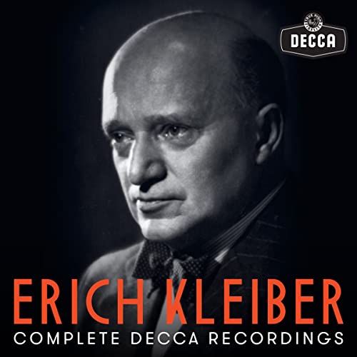 Black and white portrait of conductor Erich Kleiber, CD cover art.