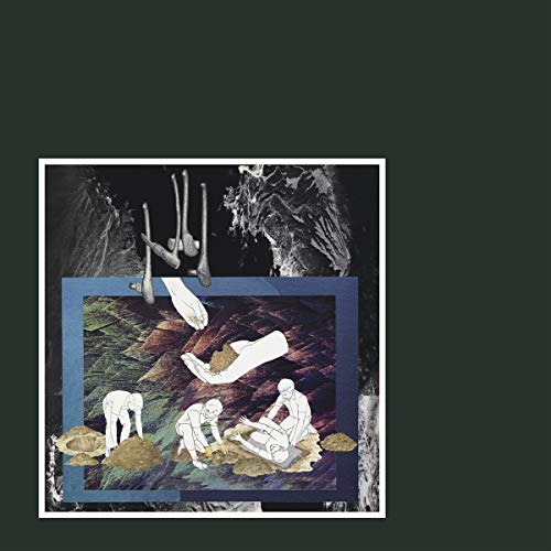 Collage of figures and landscapes in muted blues, browns, and whites.