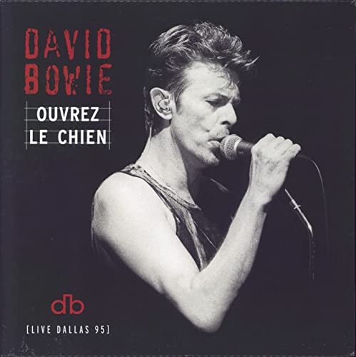 David Bowie singing into a microphone on vinyl album cover.