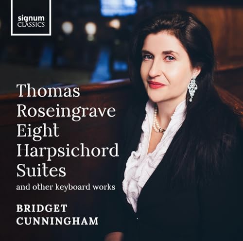 CD cover featuring portrait of Bridget Cunningham, harpsichord music title.