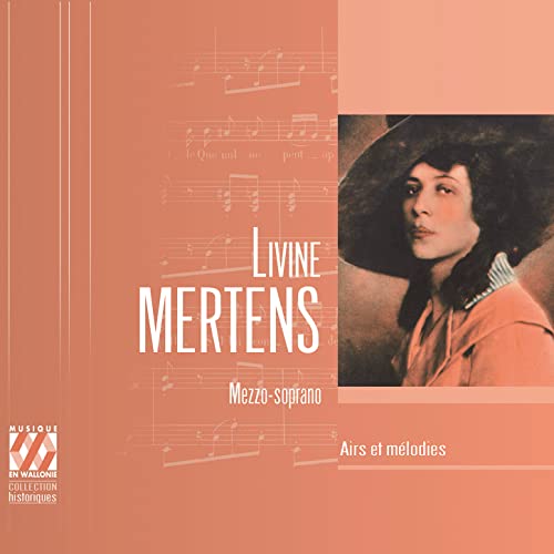 CD cover featuring Livine Mertens, a woman in a large hat, and sheet music.