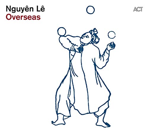 Blue line drawing of a person juggling three circles.