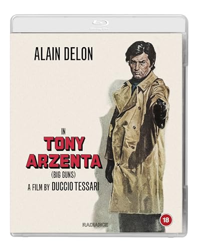 Blu-ray cover for "Tony Arzenta" featuring Alain Delon in a trench coat.