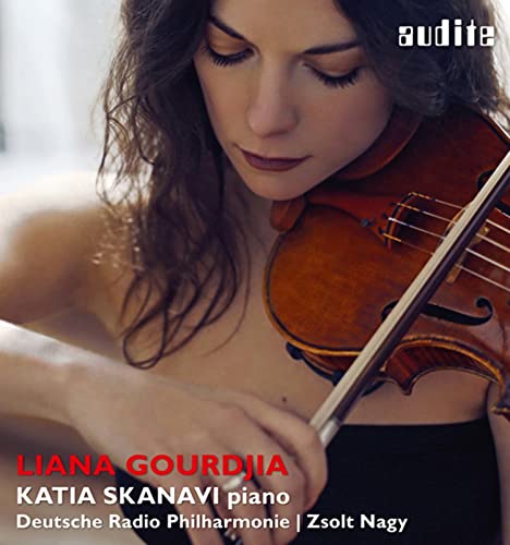 Woman playing violin, album cover for Stravinsky's Violin Concerto CD.