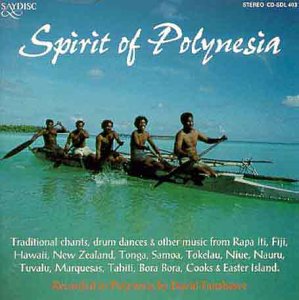 CD cover: Polynesian men paddling a canoe on turquoise water.