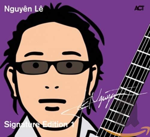 CD cover: Portrait of Nguyen Le with sunglasses and a guitar neck.