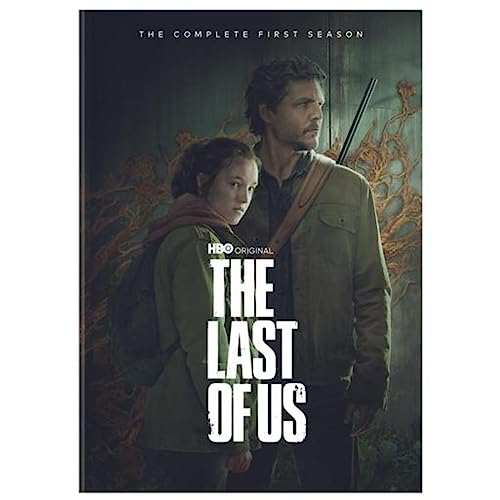 DVD cover for "The Last of Us" featuring two figures against a green backdrop.
