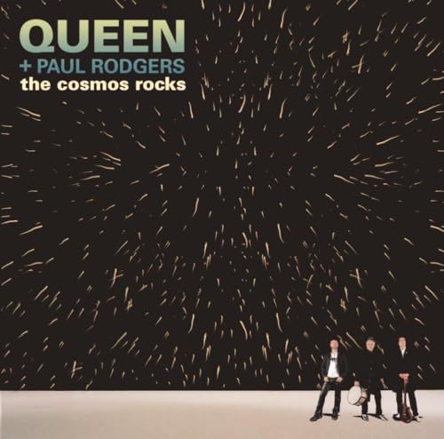 Queen and Paul Rodgers album cover with three figures against a starry sky.