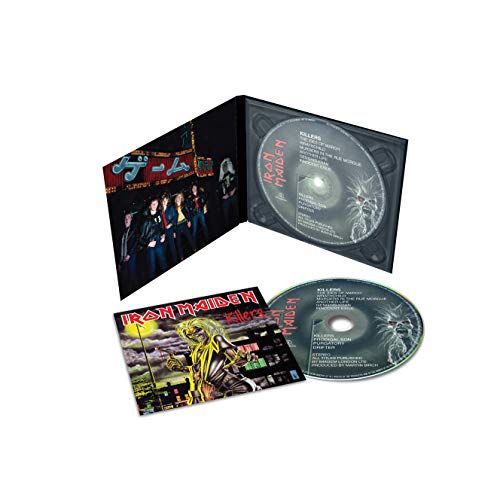 Iron Maiden “Killers” CD open case with insert and disc visible.