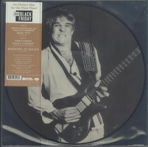 Steve Martin pictured on a clear vinyl record with a Record Store Day sticker.