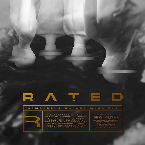 CD cover for “Rated R” with distorted hands and text overlay.
