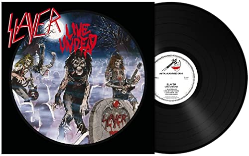 Slayer "Live Undead" vinyl record with zombie-themed cover art.