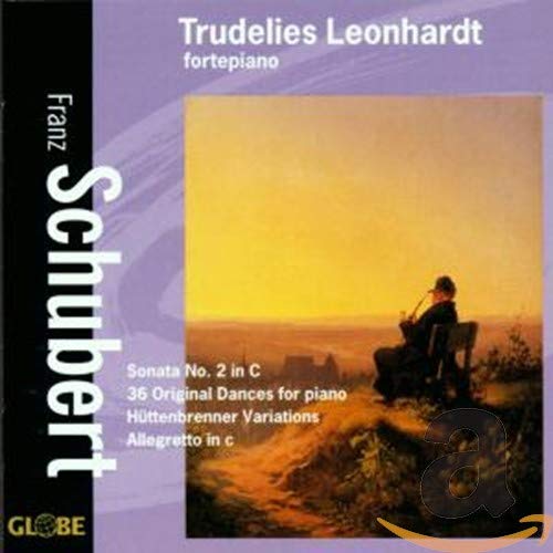 CD cover for Trudelies Leonhardt’s Schubert piano works, featuring a landscape.