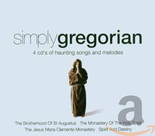 CD cover for “Simply Gregorian” featuring a cloaked figure in prayer.