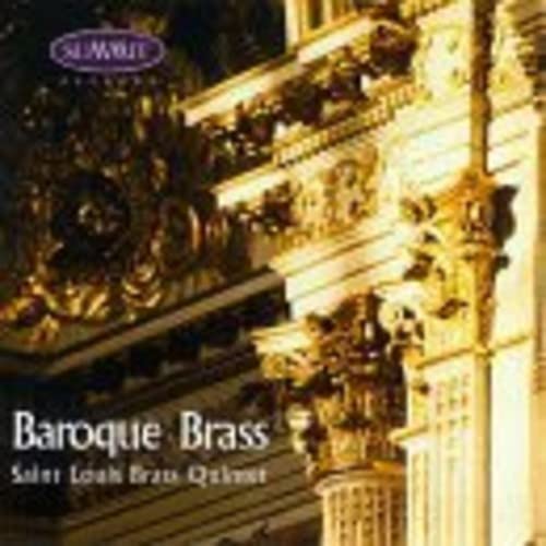 CD cover for “Baroque Brass” by St. Louis Brass Quintet, ornate gold architecture.